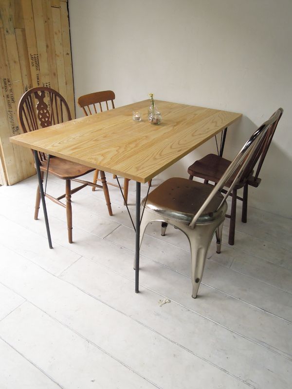 アイアンダイニグテーブル×オーク材(鉄脚)は大阪家具工房GFへ
