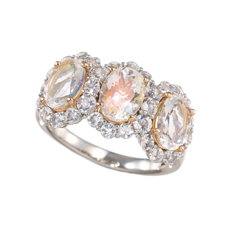 GSTV PT950/K18PG アンデシン/ラブラドライト リング AN/LAB 約3.40ct