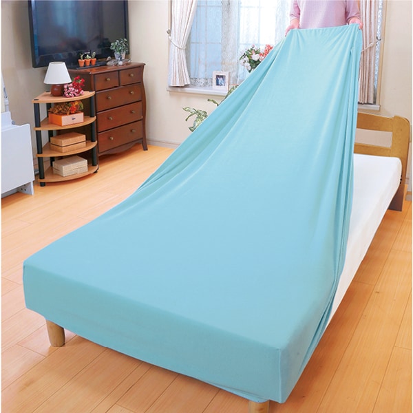 のびのびタオル地ボックスシーツ(シングル ブルー): 寝具／はぴねすくらぶ