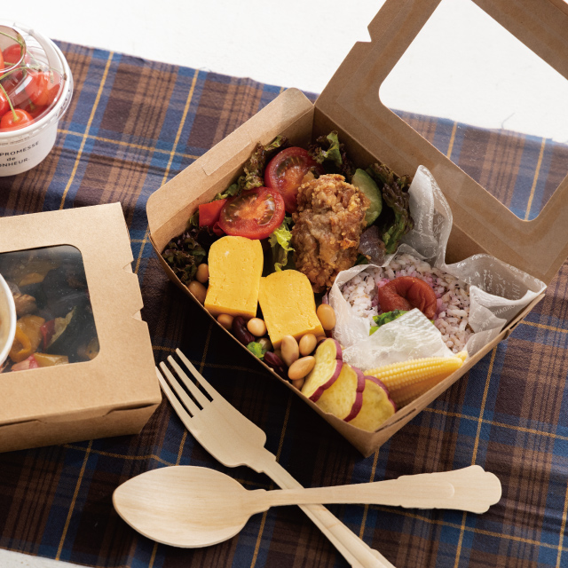 無地窓付ランチボックス/クラフト-1［耐油耐水］(W165(140)×D130(100