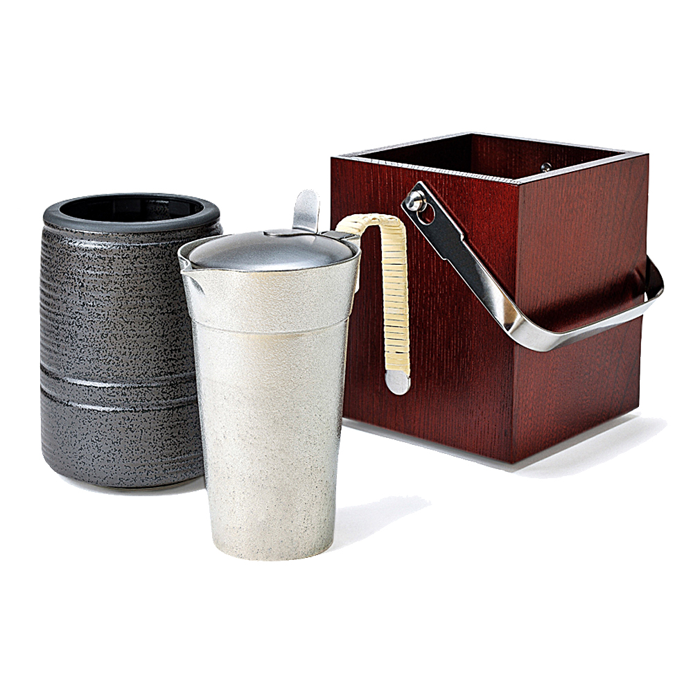 受注発注】卓上型「ミニかんすけ・匠」蓋付き錫製ちろり・陶器・木枠3