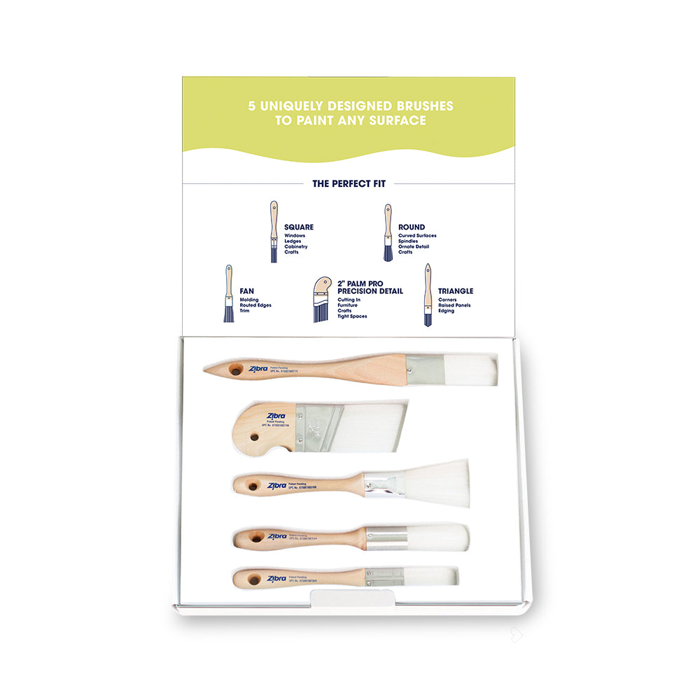 Detail Paintbrush Kit - 5 Piece | Paint Brush Set | Zibra