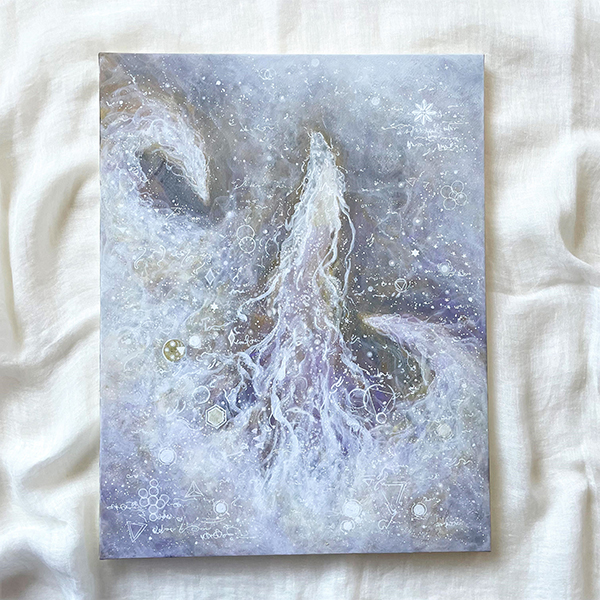 アクリル画『白光』が導く、神聖なる白龍の光輝く世界