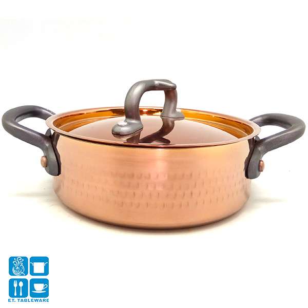 銅三層錘印雙耳鍋(20*7cm)(電磁爐適用) - 外星人餐具餐具專門店
