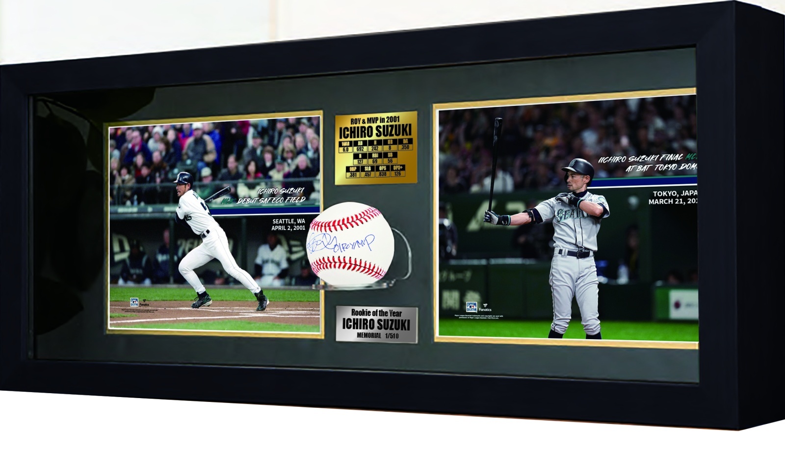 世界限定51イチロー ROY/MVP 直筆サイン入りボール 額装セット