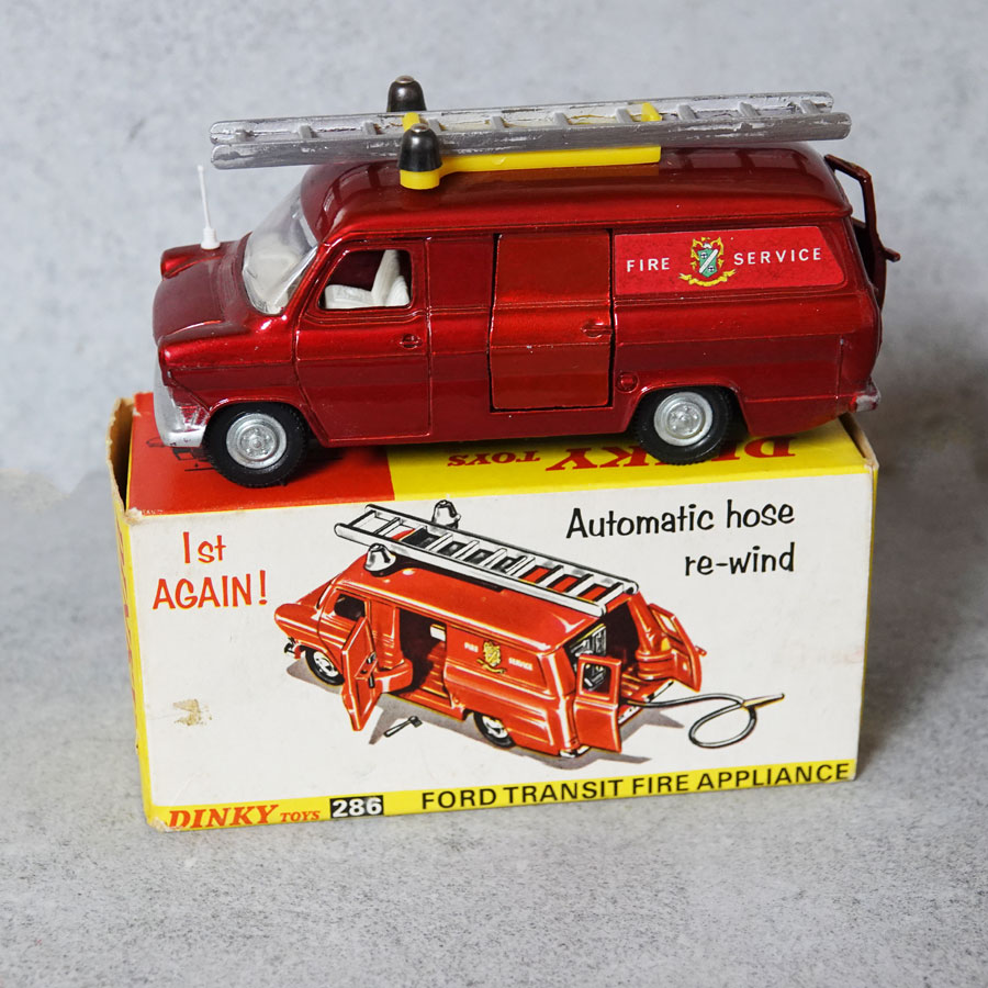 Dinky 286 Ford Transit Fire Appliance Metallic Red - Die Cast