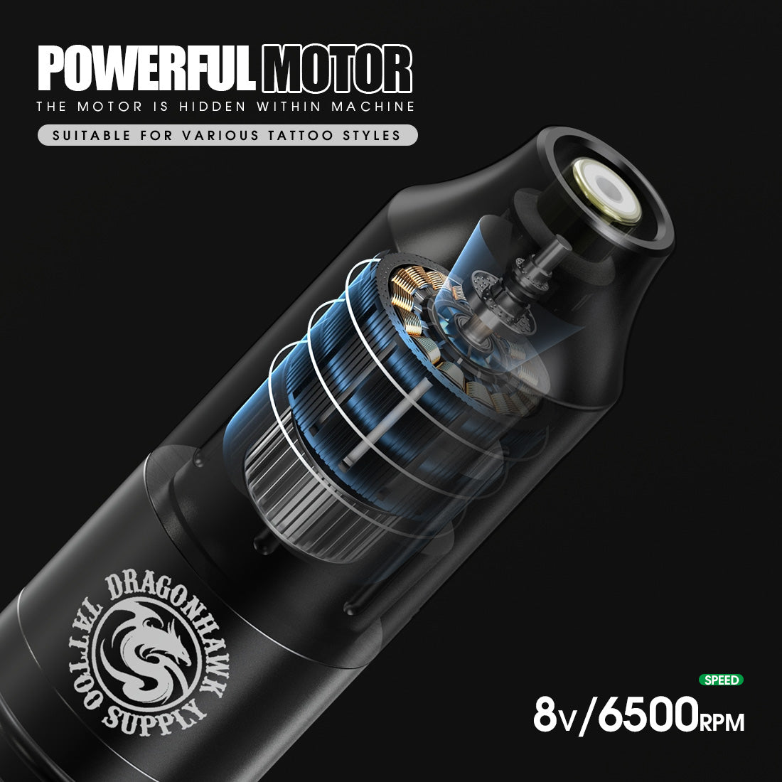 Dragonhawk S5 Pro Wireless Tattoo Kit with Tattoo Needles