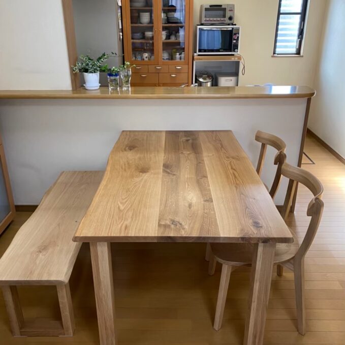 大阪府 S様邸 ナラ無垢材ダイニングテーブル | 風樹の塔