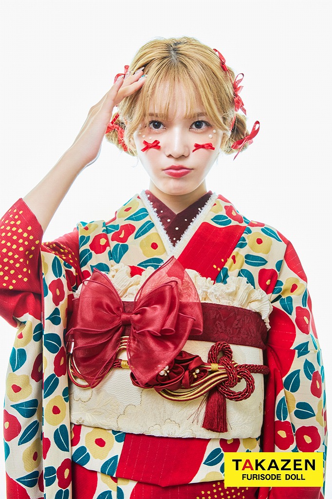 激安レトロポップ 赤 椿柄/総柄 派手可愛い 目立つ お洒落 今どき 統一