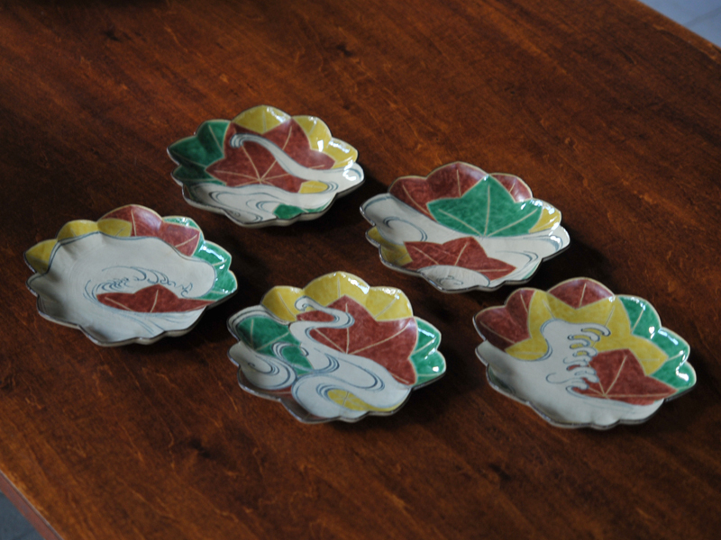 淵金京焼乾山写立田川向付12客山澤松篁作新品未使用