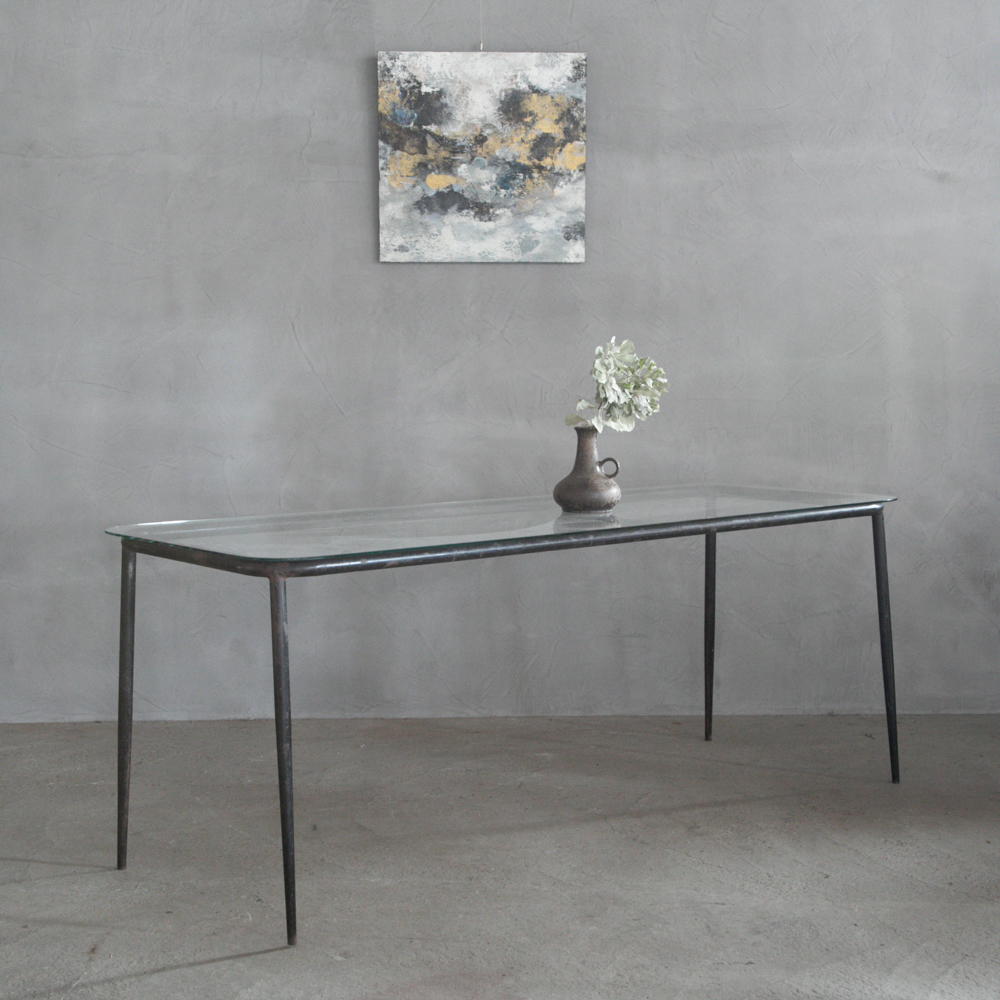 ヴィンテージガラストップテーブル – フランス、ヨーロッパの