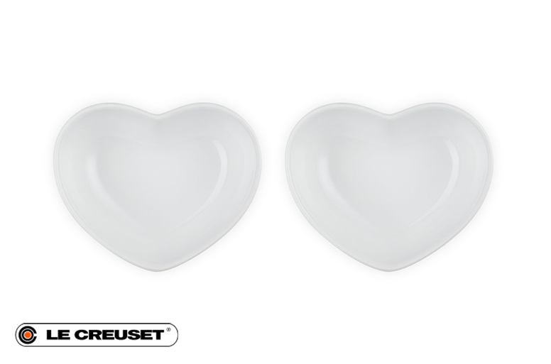 ハート・ディッシュ｜ル・クルーゼのペア食器付き祝電ギフト【For-Denpo】