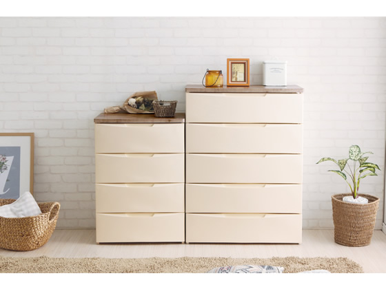 アイリス デザインウッドトップチェスト 4段 幅560mm アイボリー DW