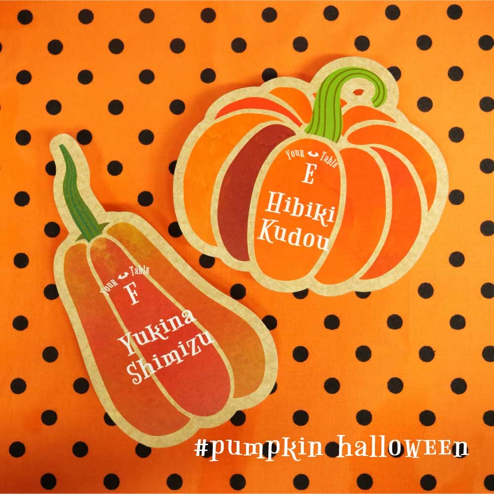 ハロウィン】挙式に！カボチャ型がユニークなエスコートカード