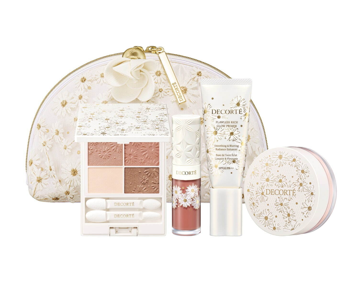 コスメデコルテのクリスマスコフレ2024、“白い花が咲く”ポーチ付き！4