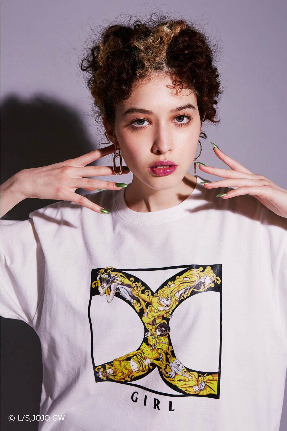 X-girl×ジョジョの奇妙な冒険 黄金の風、無駄無駄ピアスや“アバ茶”T