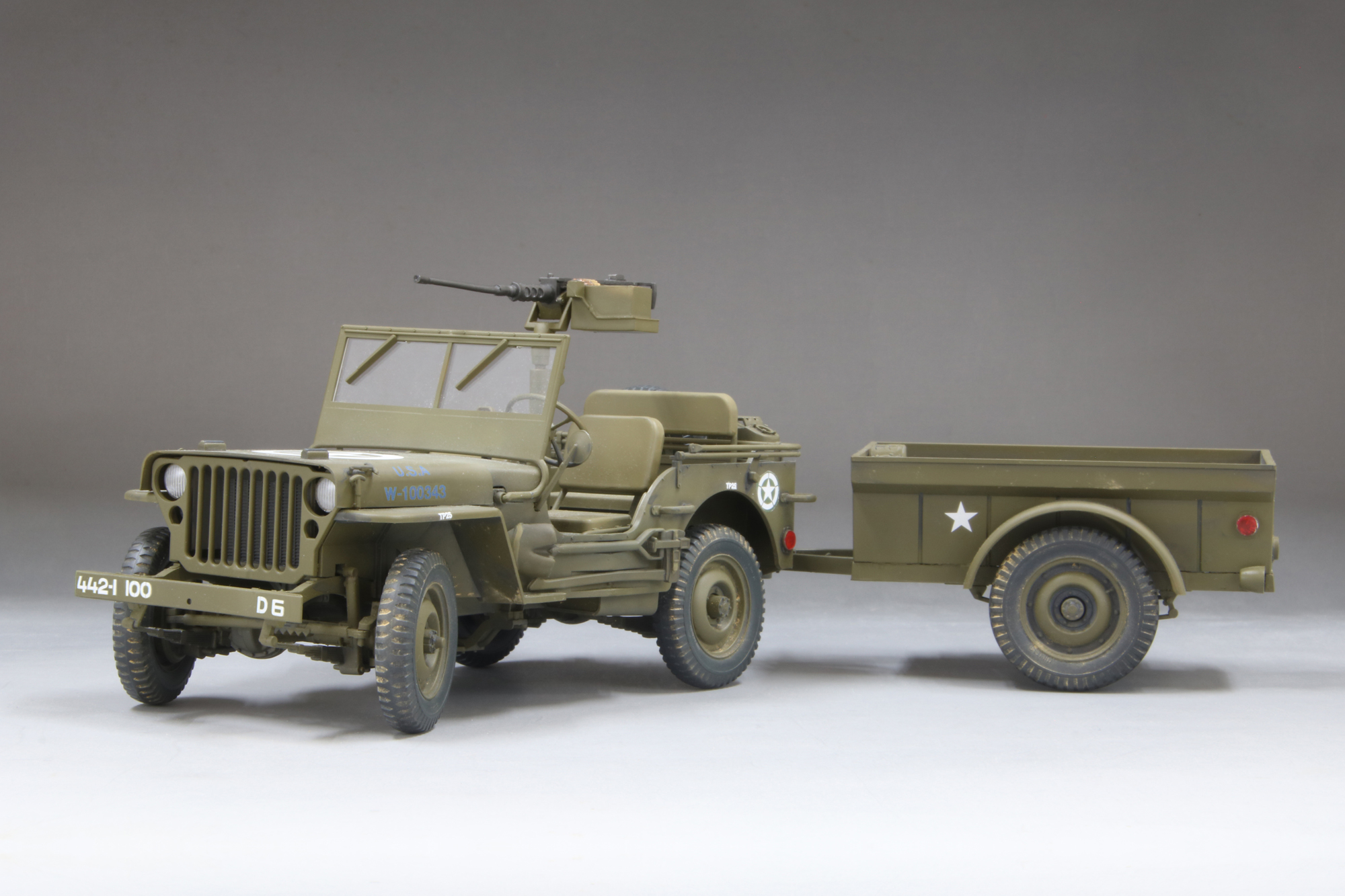 1/20 アメリカ陸軍1/4トン 4x4トラック（トレーラー・機関銃付）