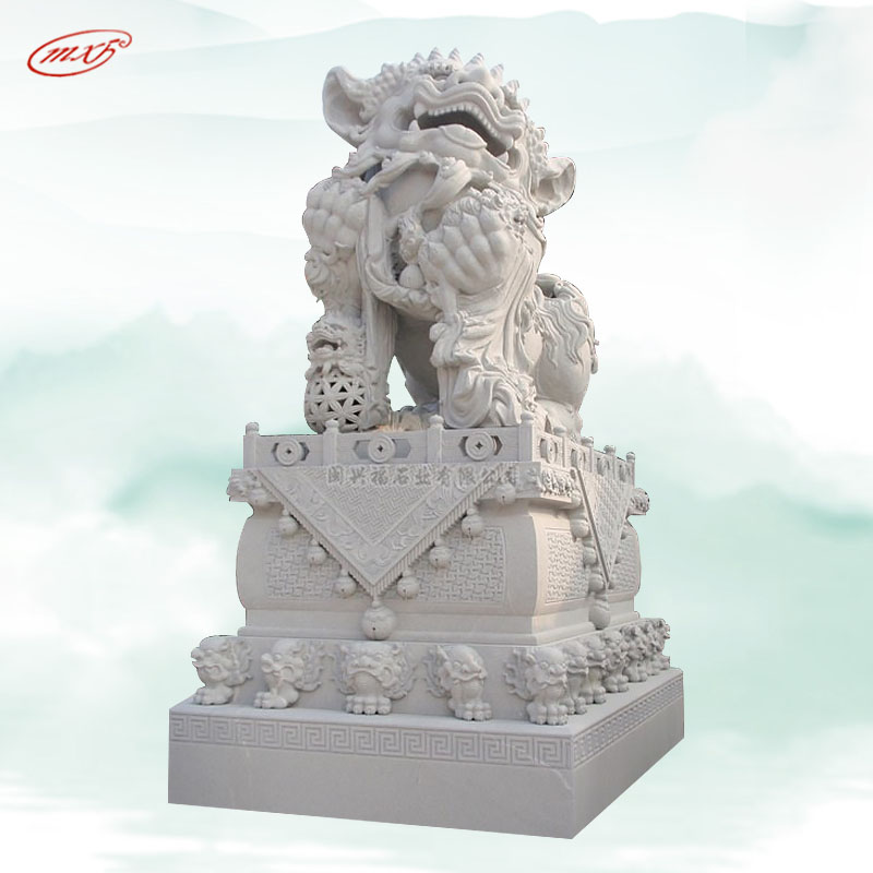 做旧石雕石狮子看门大理石石狮子寺庙景区门口摆放石雕石狮MXFSD-DW2413