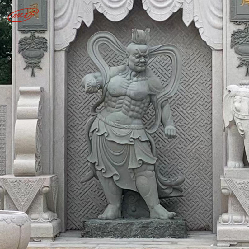 大型石雕哼哈二将雕塑像青石金刚左右护法雕刻寺庙古建佛像摆件MXFSD