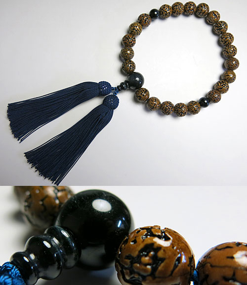 男性用数珠 無量金剛菩提樹 22玉 青虎目石仕立ての通販 - お香専門店香源