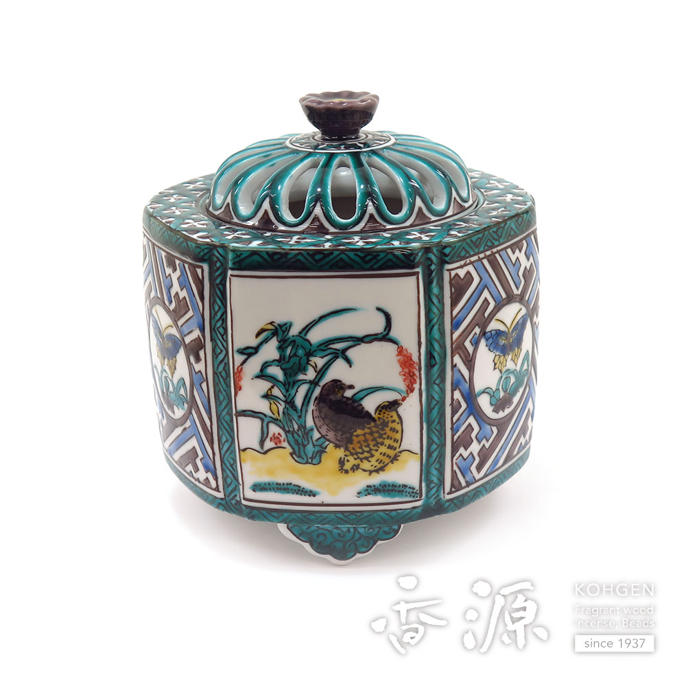 九谷焼 六角香炉 古九谷風 高栄 限定品の通販 - お香専門店香源