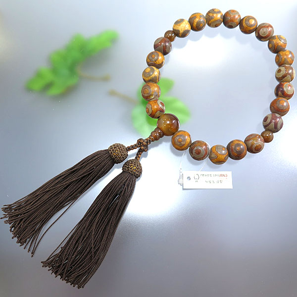 男性用数珠 天珠瑪瑙 22玉 ブラウン瑪瑙仕立て 限定品の通販 - お香
