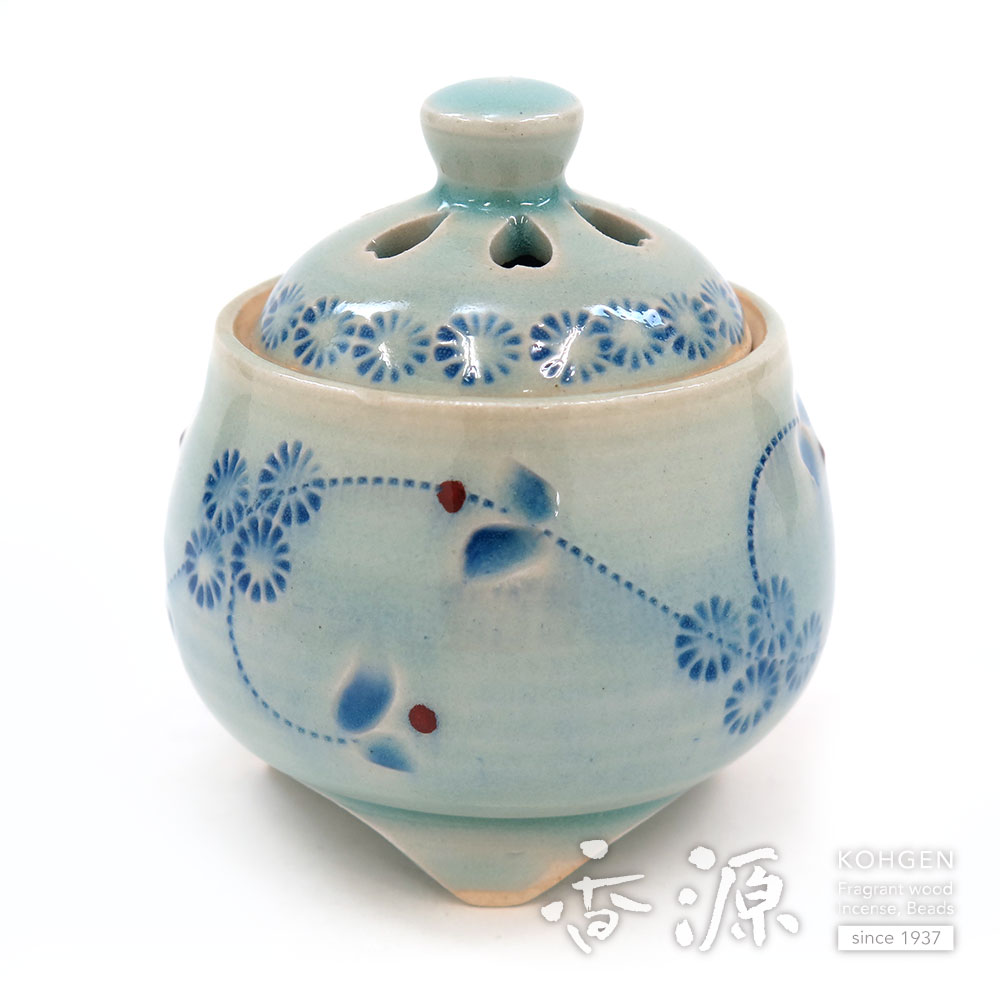 京焼 香炉 青磁釉 唐草彫の通販 - お香専門店香源
