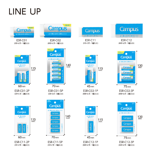 キャンパスよく消えるのに折れにくい消しゴム・平行四辺形M白3P