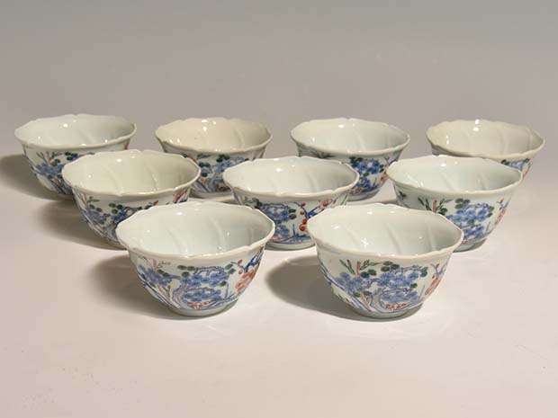 南京赤絵写し 仙人と松竹梅図向付 八田円斎(作) 9客 共箱 | 古美術ささき