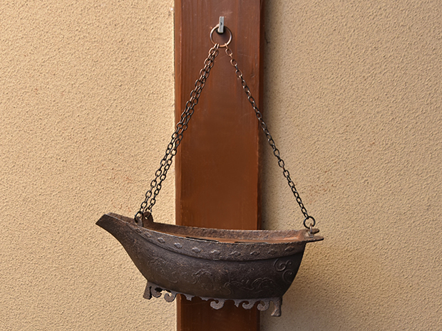 享保時代 鉄釣舟花入 波象嵌入 藤左衛門（作）大西清右衛門 13代 浄長