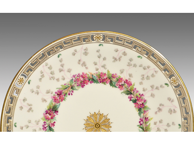 英国アンティーク MINTON ミントン 花文（赤）オープンワーク 金彩