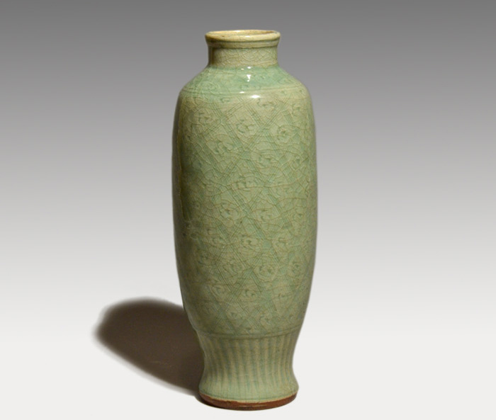 七官青磁 雲鶴文花生 中国 明時代 高さ26cm | 古美術ささき