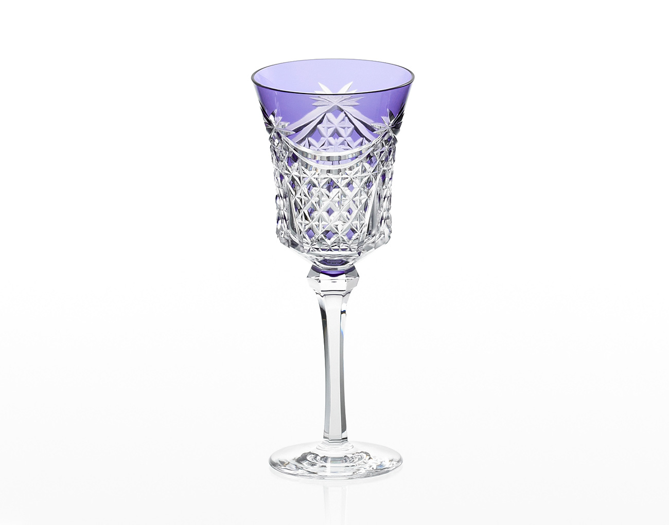 江戸切子 ワイングラス＜幕襞に四角籠目紋＞ | カガミクリスタル