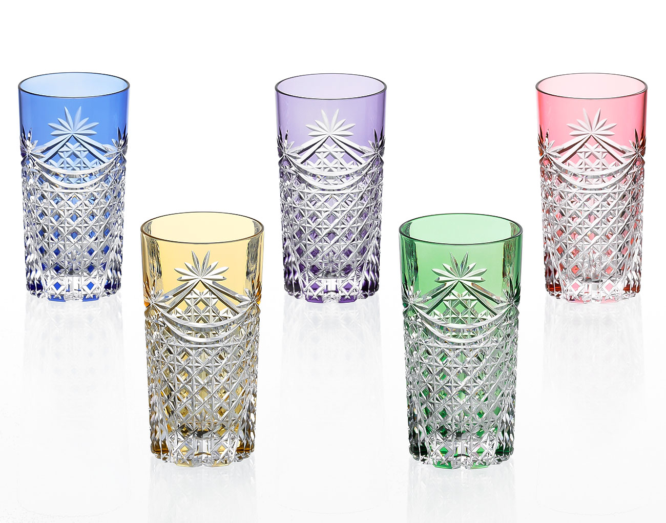 江戸切子 タンブラーセット＜幕襞に四角籠目紋＞ | カガミクリスタル