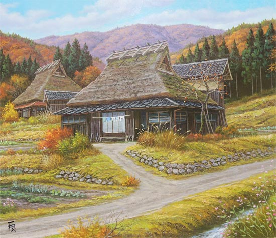 絵画 油絵 京都美山 （猿渡一根） 送料無料 【海・山】【肉筆】【油絵