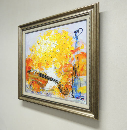 絵画 油絵 花とバイオリン (池田秀郎) 送料無料 【肉筆】【油絵】【花
