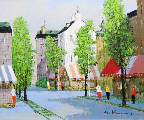 絵画 油絵 街角の風景（フランス・パリ） （黒沢久） 送料無料 【肉筆