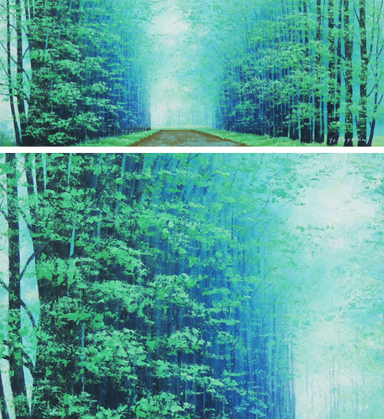 絵画 油絵 朝霧の道 （横山守） 送料無料 【肉筆】【油絵】【日本の