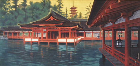 平山郁夫 絵画 光燿厳島 送料無料 【複製】【美術印刷】【巨匠】【横長