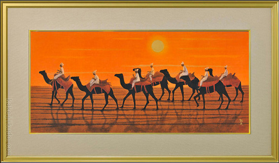 平山郁夫 絵画 シルクロードを行く《キャラバン東・太陽》《キャラバン