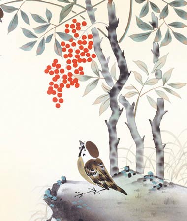 掛け軸 南天福寿 (高見蘭石) 送料無料 掛軸 商品詳細 掛け軸の販売