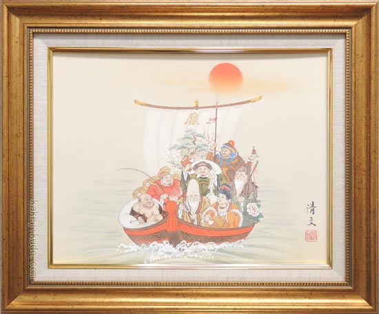 絵画 日本画 七福神宝舟 (加藤清文) 送料無料 【複製】【日本画