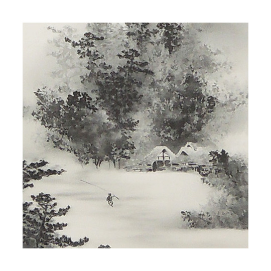 掛け軸 水墨山水 (中沢勝) 送料無料 【掛軸】【一間床・半間床】【山水