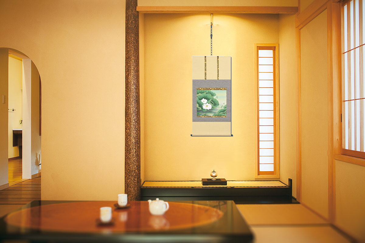 聖蓮花 前川峰月 （尺八横） 【特価 】！ 蓮 - 掛け軸（掛軸）販売通販