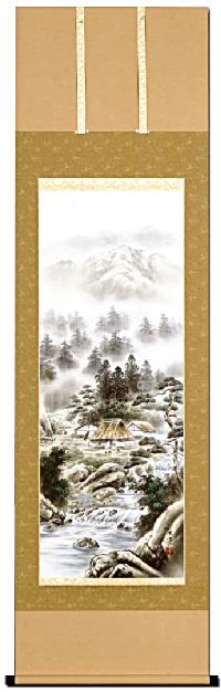 四神相応山水図棚橋玄道 （尺五）肉筆！ 大特価商品 - 掛け軸（掛軸