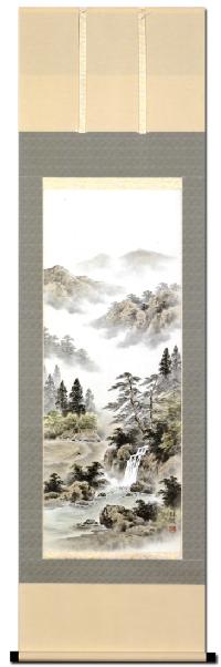 彩色山水 稲垣瑞波「尺五立」肉筆！ 山水画 - 掛け軸（掛軸）販売通販