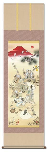 開運七福招来図 江本修山 尺三！ 開運画 - 掛け軸（掛軸）販売通販なら