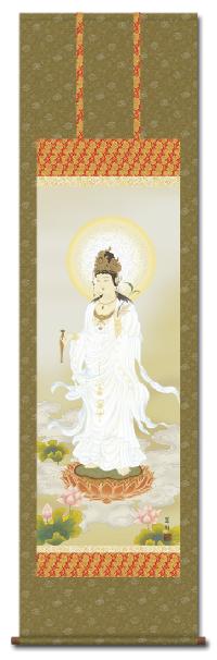 白衣観音 鈴木翠朋 白翠会 (尺五) 日本製 観音 - 掛け軸（掛軸）販売