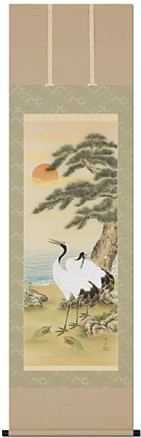 鶴亀 滝山玉泉 （尺五立）肉筆！ 鶴亀 - 掛け軸（掛軸）販売通販なら