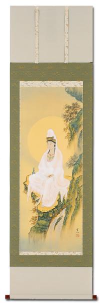 岩上観音 松本 雲山 （尺五）肉筆 あ069！ 観音 - 掛け軸（掛軸）販売